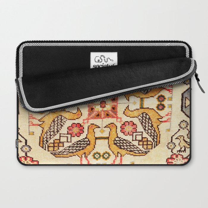 Antique Bird Motif Tabriz Persian Rug Print Laptop Sleeve Gallery Image 2