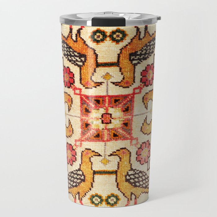 Antique Bird Motif Tabriz Persian Rug Print Travel Mug Gallery Image 1