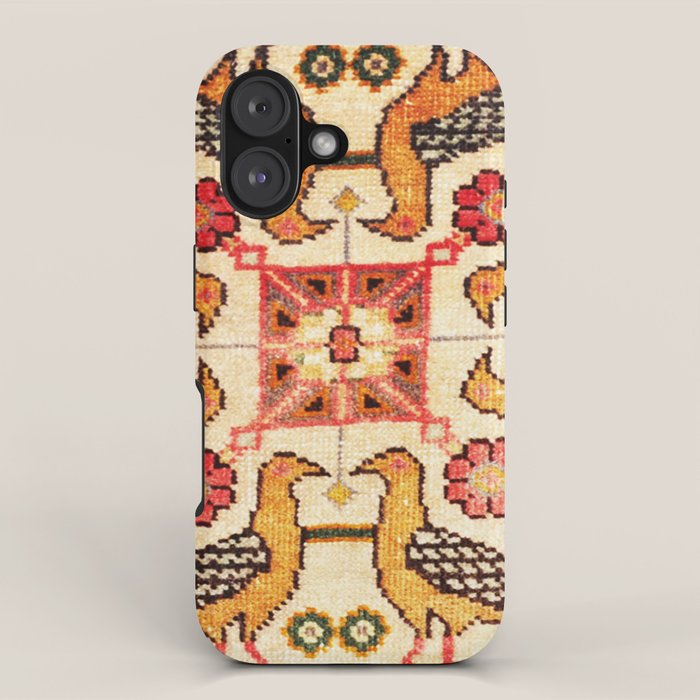 Antique Bird Motif Tabriz Persian Rug Print iPhone Case Gallery Image 1