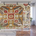 Antique Bird Motif Tabriz Persian Rug Print Wall Mural Gallery Image 1