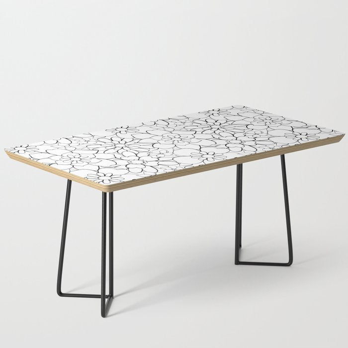 Black and white hand drawn flower art pattern Coffee Table Gallery Image 1