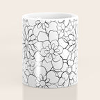 Black and white hand drawn flower art pattern Coffee Mug Gallery Image 4