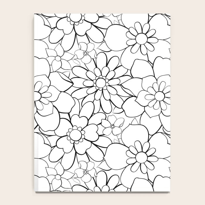 Black and white hand drawn flower art pattern Notebook Gallery Image 4