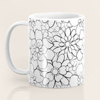 Black and white hand drawn flower art pattern Coffee Mug Gallery Image 3