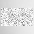 Black and white hand drawn flower art pattern Tablecloth Gallery Image 2