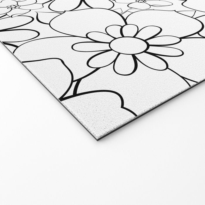 Black and white hand drawn flower art pattern Welcome Mat Gallery Image 2