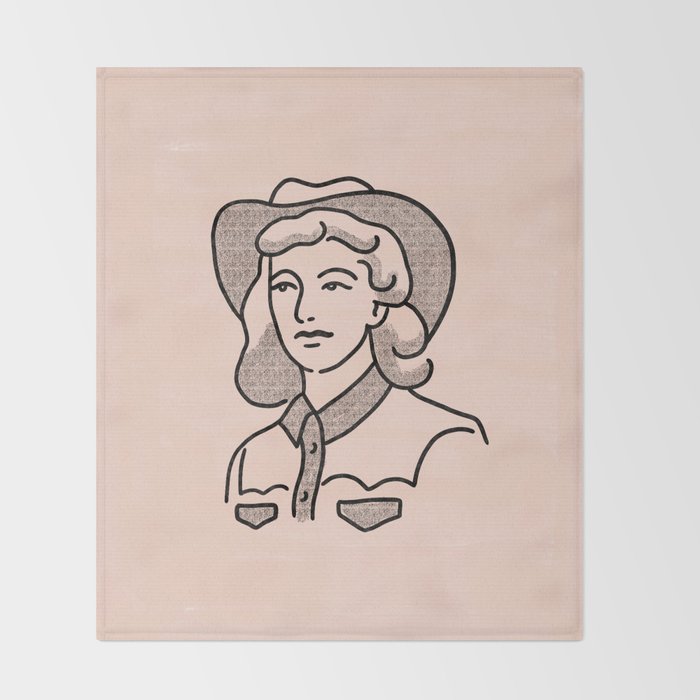 Cowgirl in Dusty Pink Throw Blanket Gallery Image 2