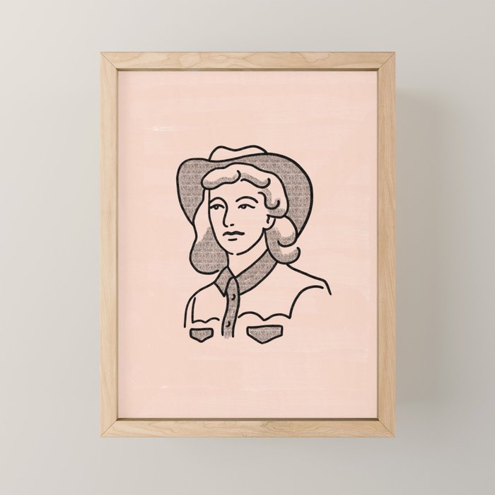 Cowgirl in Dusty Pink Mini Art Print Gallery Image 1