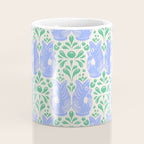 Retro Gurgle Fish Vases On Stripes - Blue And Teal Coffee Mug Gallery Image 4