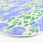 Retro Gurgle Fish Vases On Stripes - Blue And Teal Bath Mat Gallery Image 3