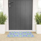 Retro Gurgle Fish Vases On Stripes - Blue And Teal Welcome Mat Gallery Image 3