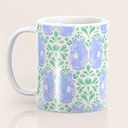 Retro Gurgle Fish Vases On Stripes - Blue And Teal Coffee Mug Gallery Image 3