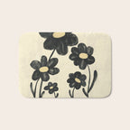 Minimalist Black Flowers Bath Mat Gallery Image 1