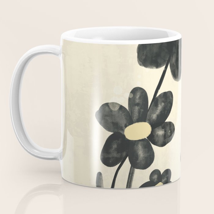 Minimalist Black Flowers Coffee Mug Gallery Image 3