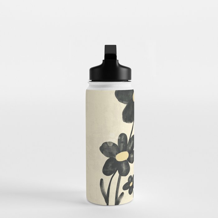 Minimalist Black Flowers Water Bottle Gallery Image 3