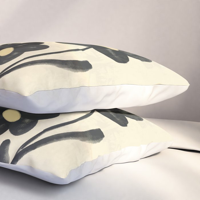 Minimalist Black Flowers Pillow Sham Gallery Image 3