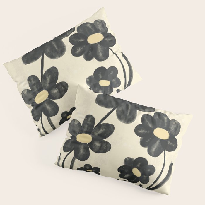 Minimalist Black Flowers Pillow Sham Gallery Image 3