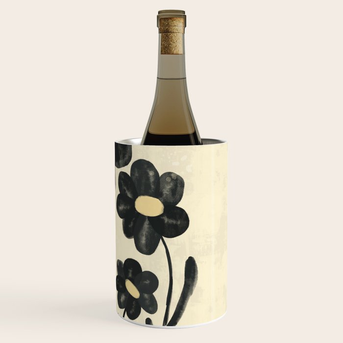 Minimalist Black Flowers Wine Chiller Gallery Image 3