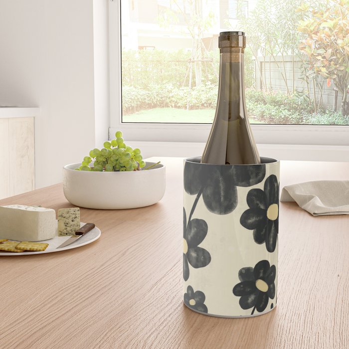 Minimalist Black Flowers Wine Chiller Gallery Image 4