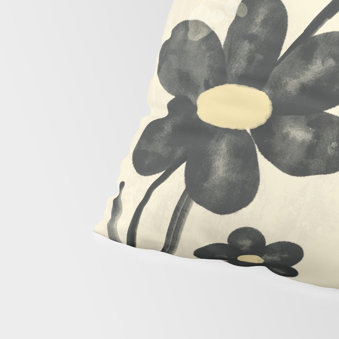 Minimalist Black Flowers Pillow Sham Gallery Image 4