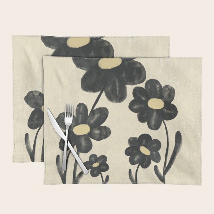 Minimalist Black Flowers Placemat Gallery Image 1