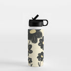 Minimalist Black Flowers Water Bottle Gallery Image 1