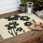 Minimalist Black Flowers Outdoor Rug Gallery Image 2