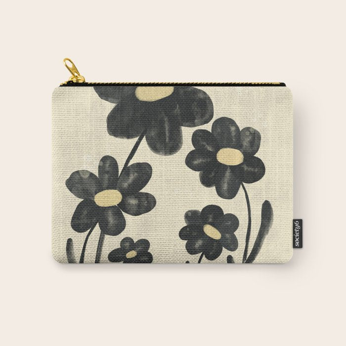 Minimalist Black Flowers Carry All Pouch Gallery Image 1