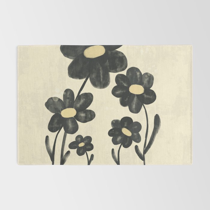 Minimalist Black Flowers Rug Gallery Image 2