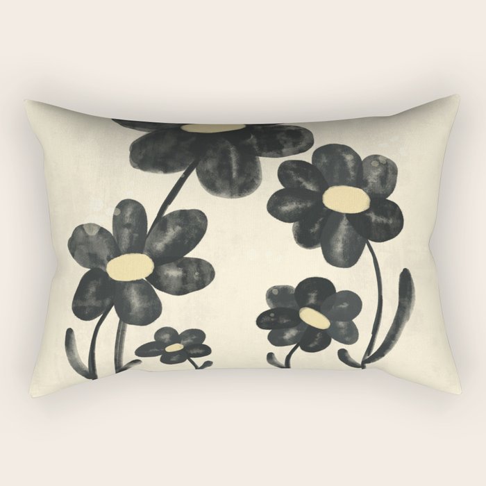 Minimalist Black Flowers Rectangular Pillow Gallery Image 1