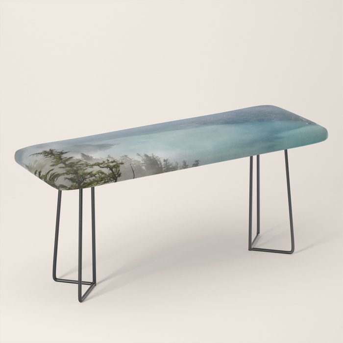 Morning sunshine over the clear mountain blue lake Bench Gallery Image 1