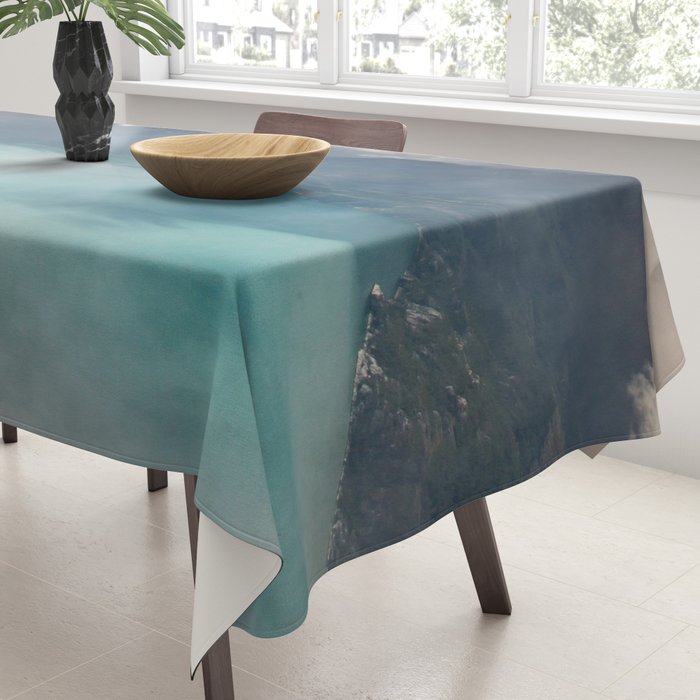 Morning sunshine over the clear mountain blue lake Tablecloth Gallery Image 3