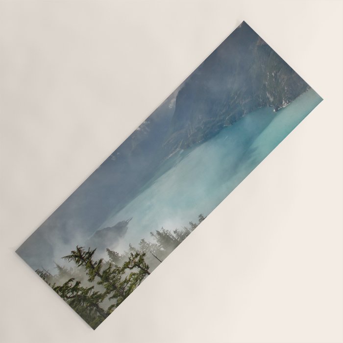Morning sunshine over the clear mountain blue lake Yoga Mat Gallery Image 1