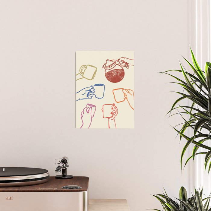 Multicolor Coffee Hands Art Print Poster Gallery Image 2