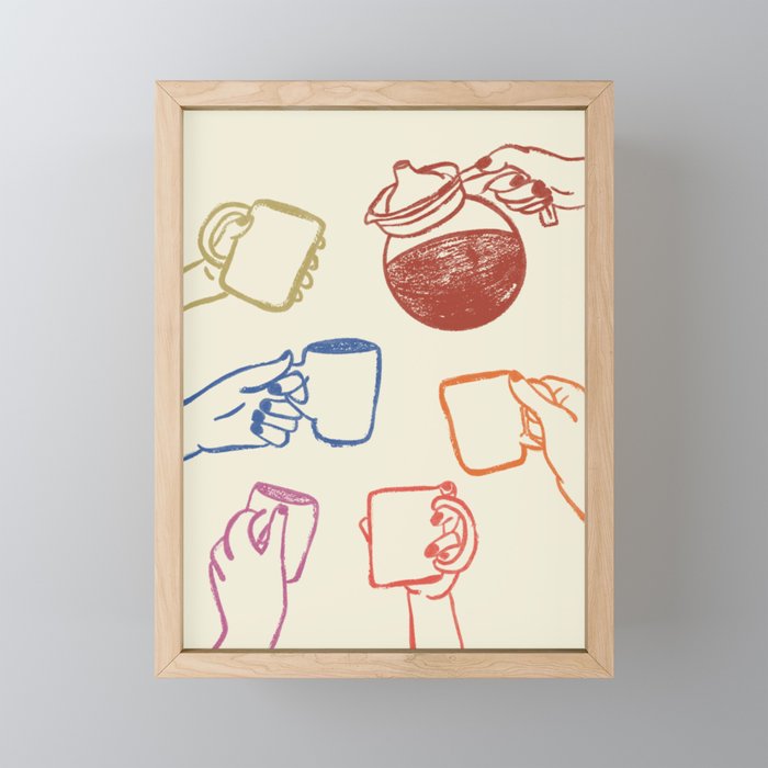 Multicolor Coffee Hands Art Print Mini Art Print Gallery Image 1