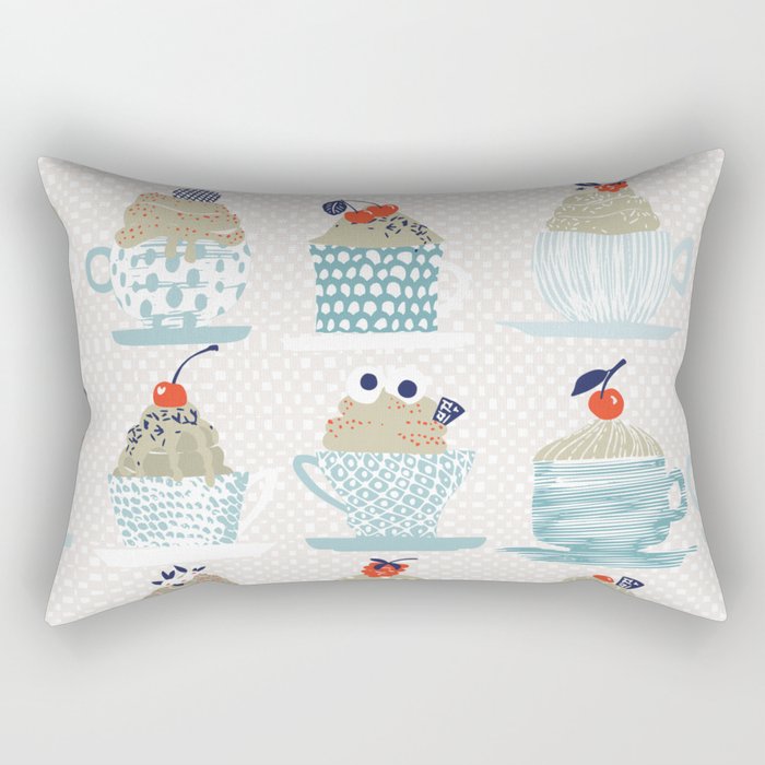 Sweet monster cupcake mint Rectangular Pillow Gallery Image 2