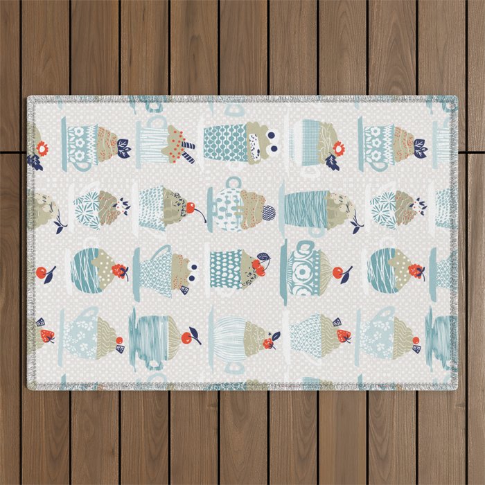 Sweet monster cupcake mint Outdoor Rug Gallery Image 1