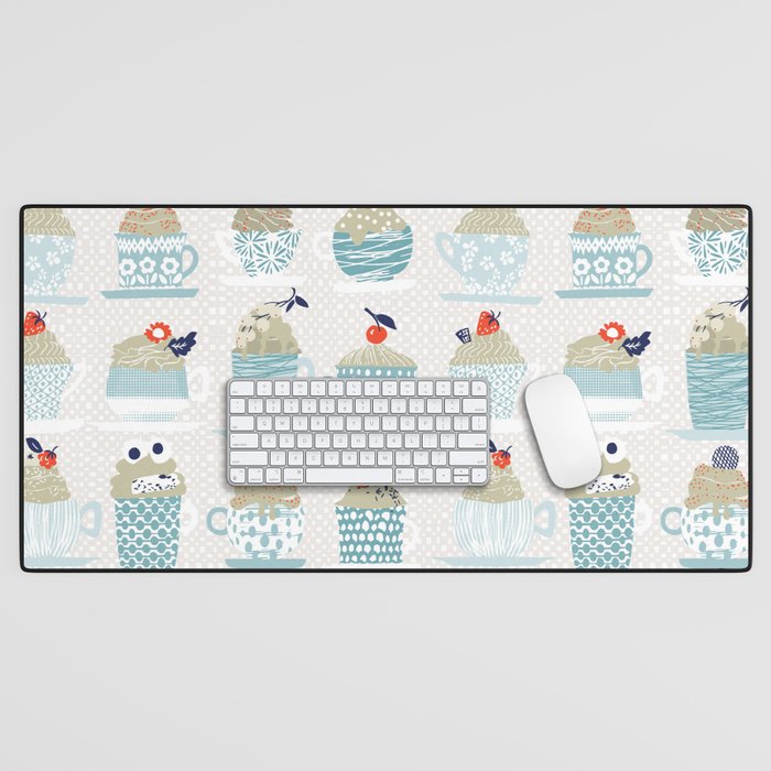 Sweet monster cupcake mint Desk Mat Gallery Image 1