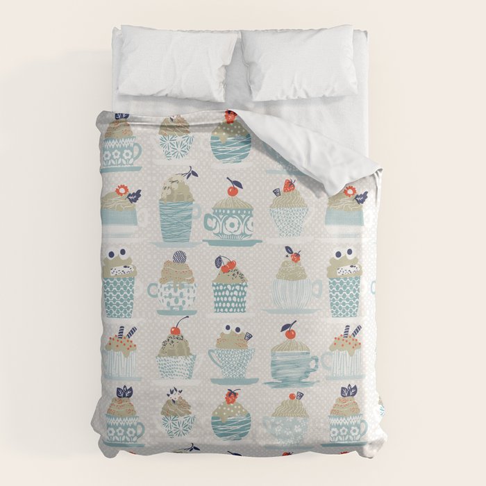 Sweet monster cupcake mint Duvet Cover Gallery Image 1