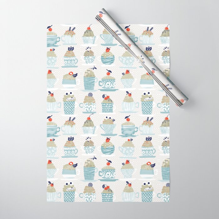 Sweet monster cupcake mint Wrapping Paper Gallery Image 1