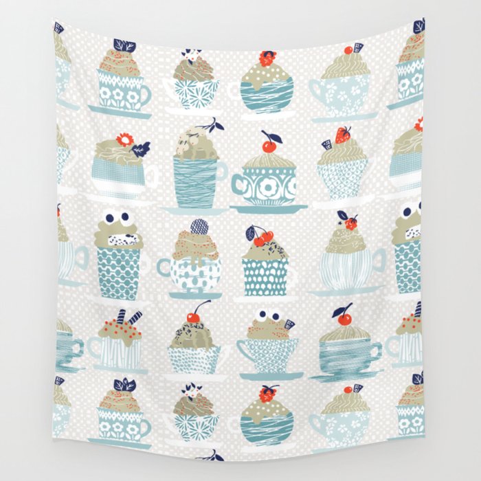 Sweet monster cupcake mint Wall Tapestry Gallery Image 4