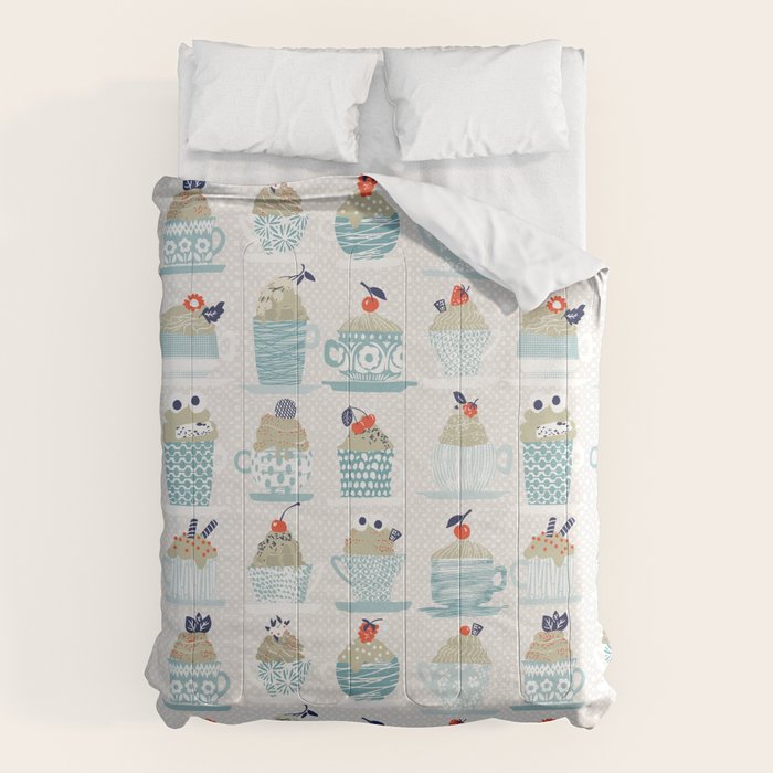 Sweet monster cupcake mint Comforter Gallery Image 1