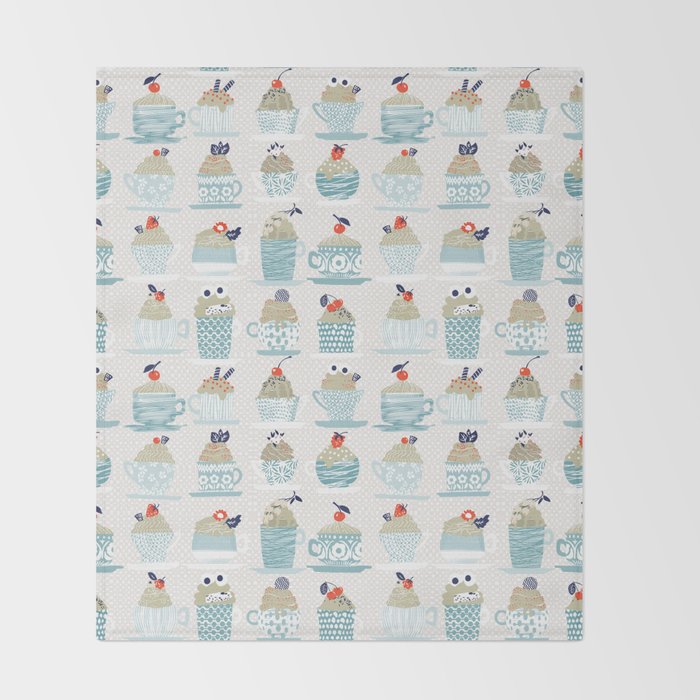 Sweet monster cupcake mint Throw Blanket Gallery Image 2