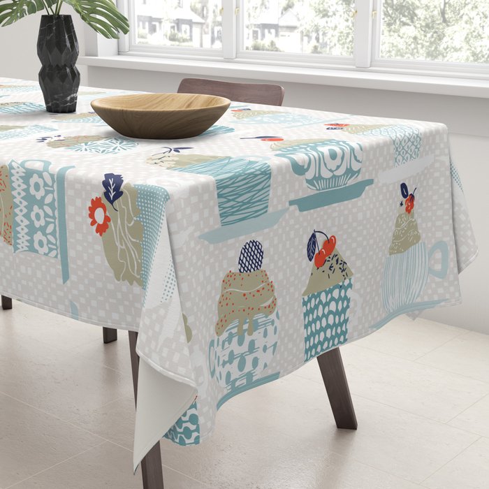 Sweet monster cupcake mint Tablecloth Gallery Image 3
