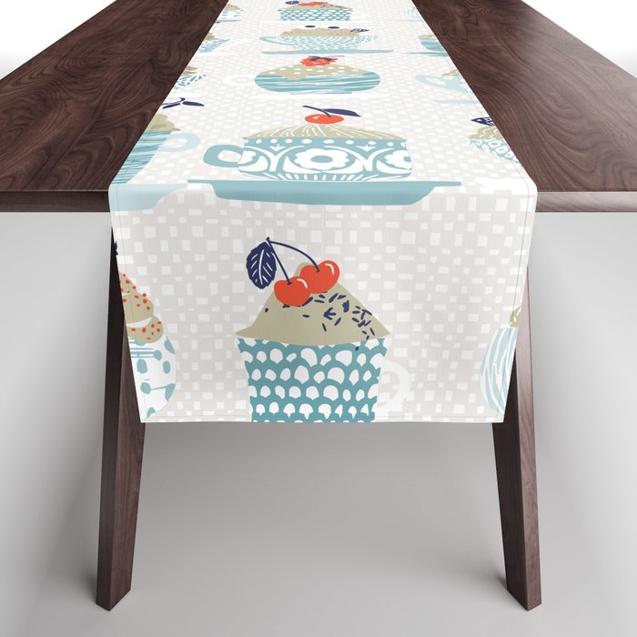 Sweet monster cupcake mint Table Runner Gallery Image 1