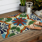 Cross art nouveau mexican talavera tile azulejo interior design Outdoor Rug Gallery Image 2