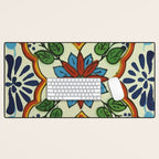 Cross art nouveau mexican talavera tile azulejo interior design Desk Mat Gallery Image 1