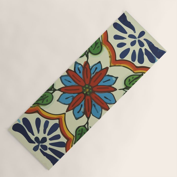 Cross art nouveau mexican talavera tile azulejo interior design Yoga Mat Gallery Image 1