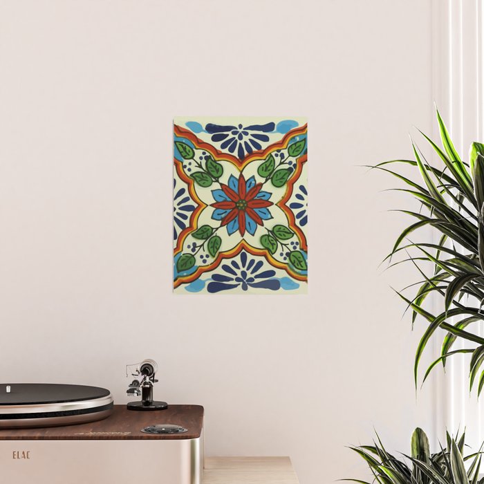 Cross art nouveau mexican talavera tile azulejo interior design Poster Gallery Image 2