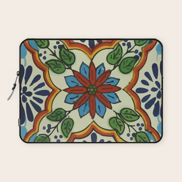 Cross art nouveau mexican talavera tile azulejo interior design Laptop Sleeve Gallery Image 1